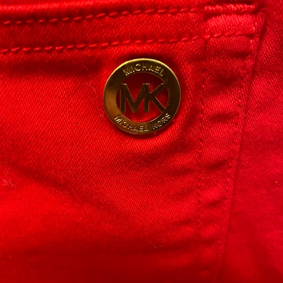 Michael KORS MK Izzy Bright Red Cropped Skinny Jeans 10 - Picture 8 of 10